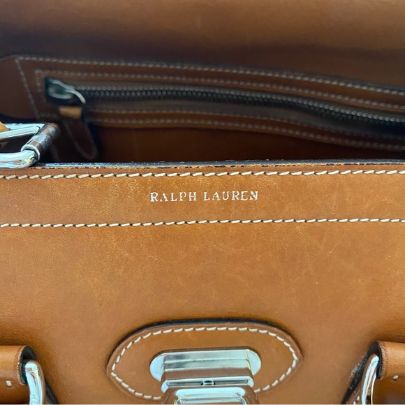 Ralph Lauren Leather Ricky Satchel Doctors Bag Brown Silver Turn Lock - Picture 4 of 14